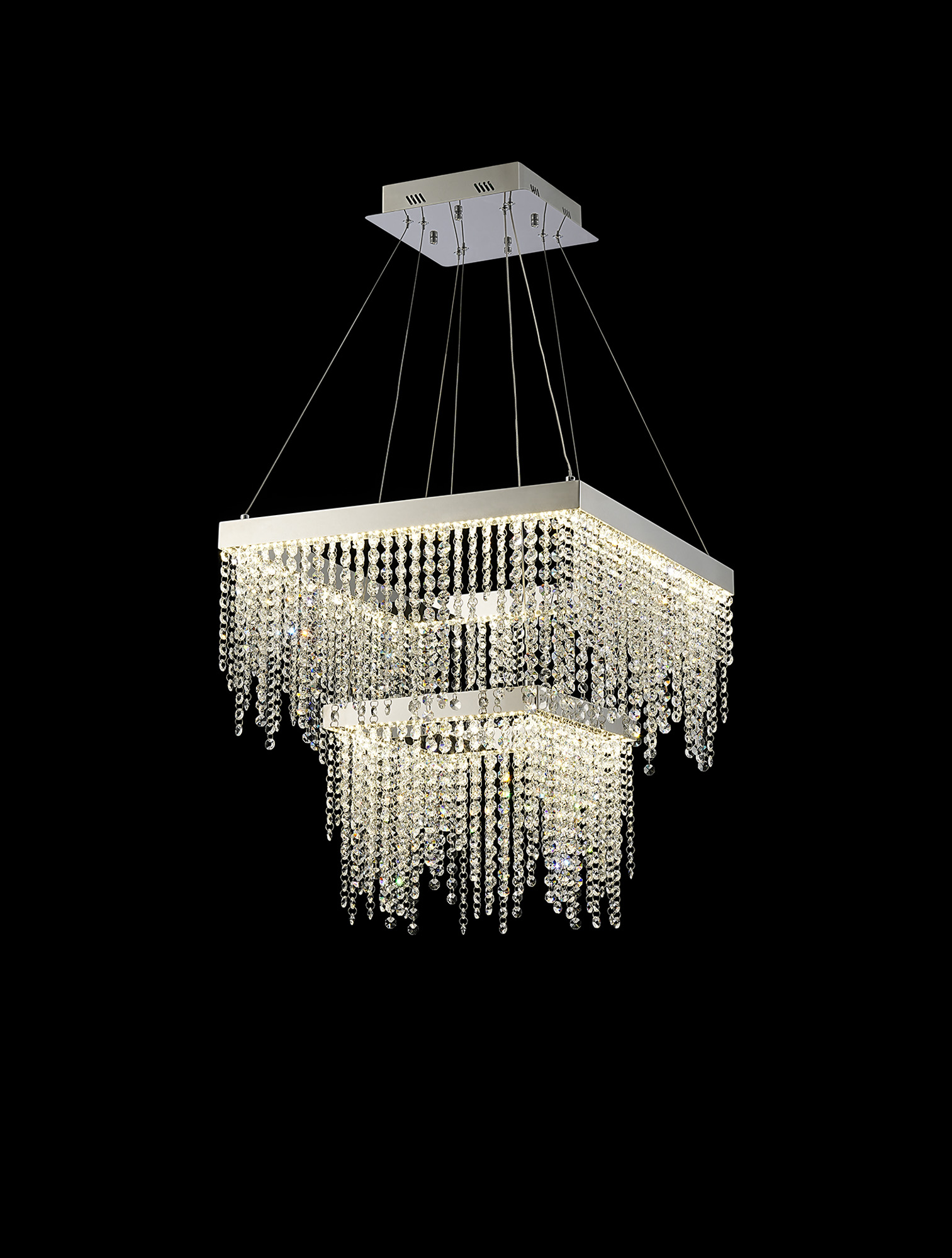 IL32863  Bano Square Dimmable 2 Tier Pendant 47W LED Polished Chrome